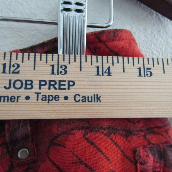 Chico's Vintage Linen Pants 1 Red Printed Coastal Artsy Cargo Boho Lagenlook - Picture 9 of 12